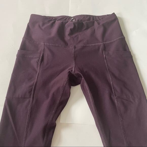 Apana Leggings Full Length Workout Yoga Exercise with Pockets Purple S EUC - Picture 2 of 8